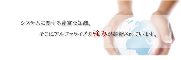 システムに関する豊富な知識。そこにアルファライブの強みが凝縮されています。